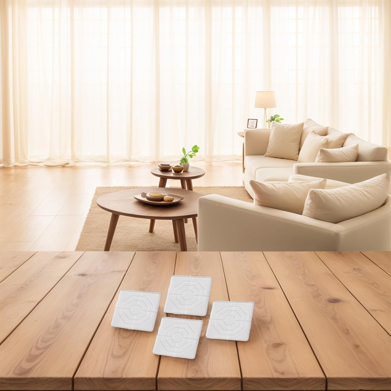 Transparent Silicone Furniture Pads 4 Pack, 3 Inch Anti-Slip Floor Protectors Table Legs Chairs Beds, Reusable Noise Reduction Bumpers to Prevent Scratches Hardwood Tile Floors