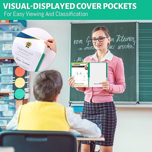 Miniatura 3 de Perkoop 72 carpetas de comunicación para padres y maestros en el aula de 11.73 x 9.45 pulgadas, carpetas escolares a granel con bolsillos para el