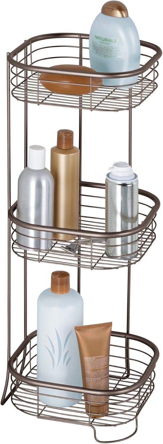 iDesign Standing Shower Caddy Organizer, The Forma Collection – 9.5" x 9.5" x 26.25", Bronze