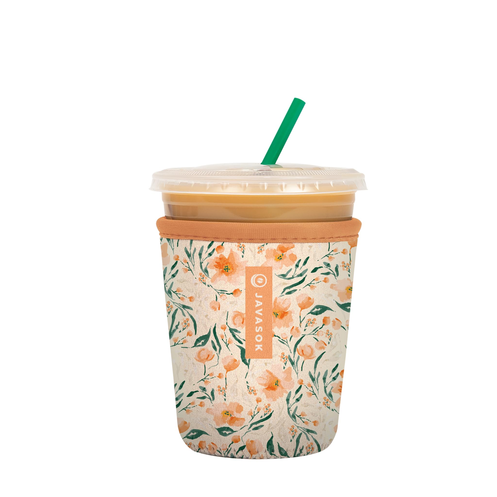 Sok It JavaSok Iced Coffee & Cold Soda Insulated Neoprene Cup Sleeve (Blush Blossoms, Small: 16-20oz)