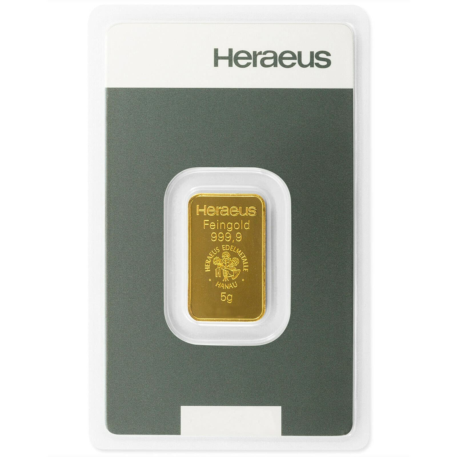 5 Gramm Goldbarren Heraeus in Blister - Feingold 999.9-5g Gold - Prägefrisch - LBMA Zertifiziert - NEU