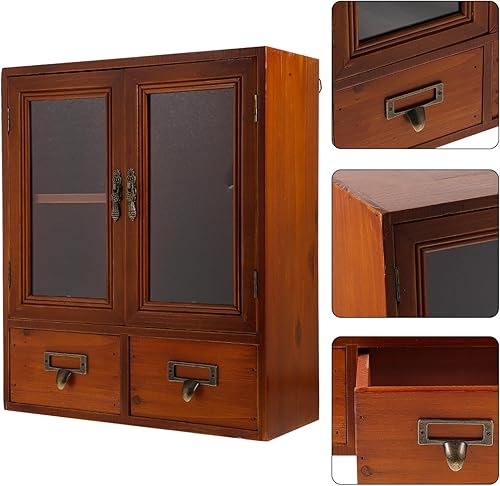 Miniatura 7 de Holibanna Gabinete de almacenamiento de pared de madera, gabinete de medicina de pared de baño, armario de cocina colgante rústico para colgar en la