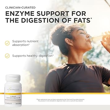 Integrative Therapeutics Lipase Concentrate-HP - Digestive Enzyme Supplement for the Digestion of Fats* - Nutrient Absorption & GI Tract Health Support* - Dairy-Free & Vegan - 90 Count (45 Servings)