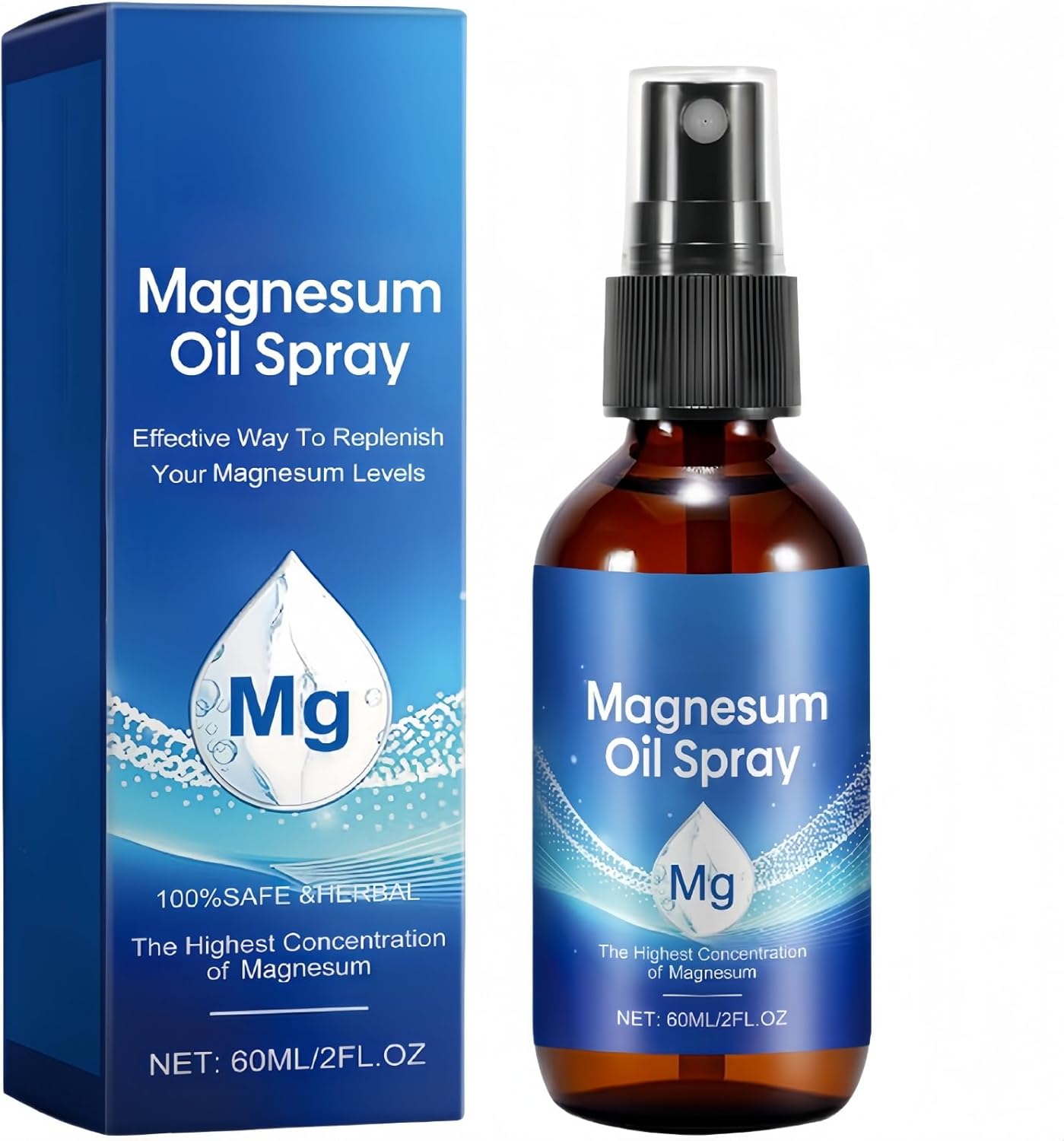 60ml Natural Ma/gnesium Oil Spray for Sleep,Topical Ma/gnesium Spray,Nighttime Moisturizer,Sleep Supplies for Men & Women,Promotes Better Rest for Human,Relaxation,Quick Absorption,Effective,Portable
