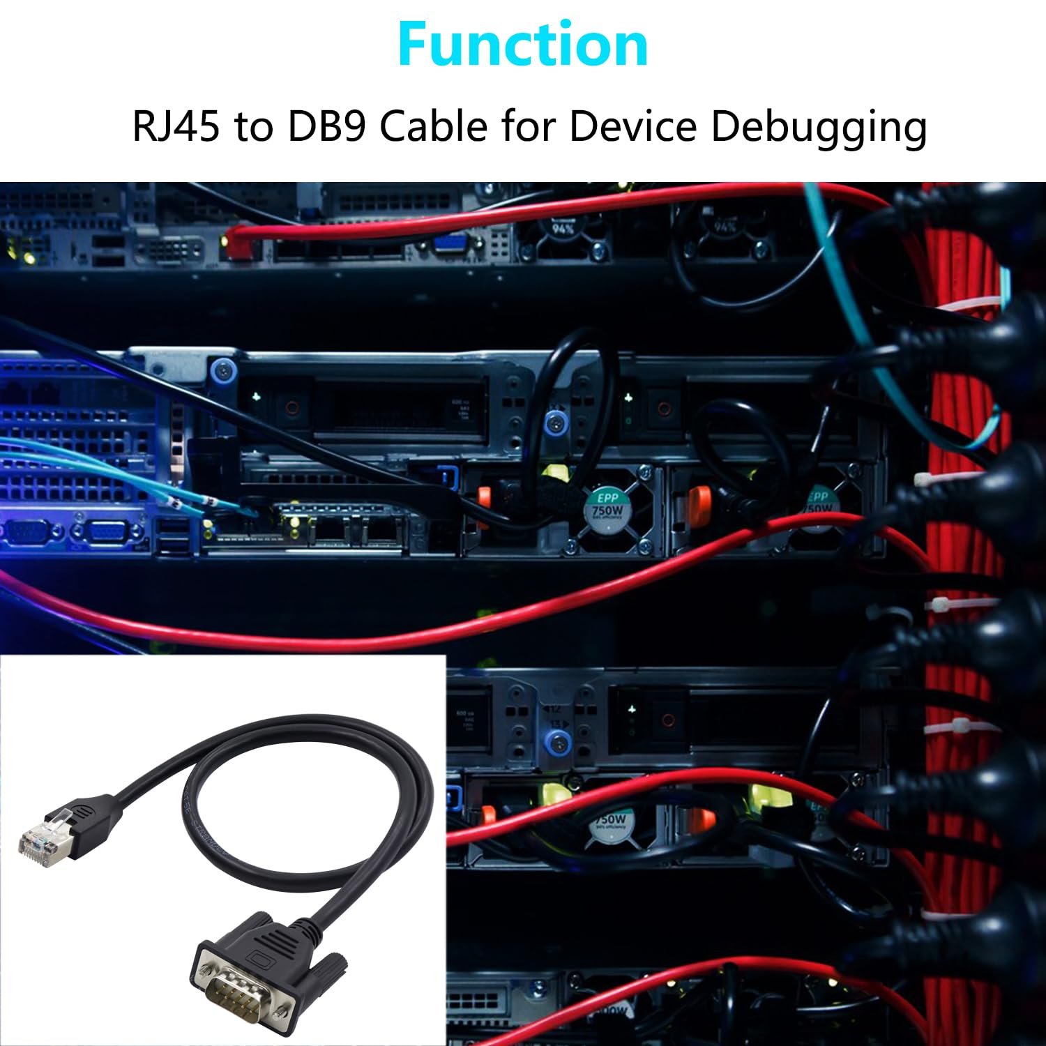 Cavo RJ45 a DB9, maschio RJ45 a DB9 a 9 pin, Connettore seriale RS232 Cat5 Ethernet LAN Cavo console Ethernet a RS232, per dispositivi di rete, console, router 0,5M (maschio a maschio)