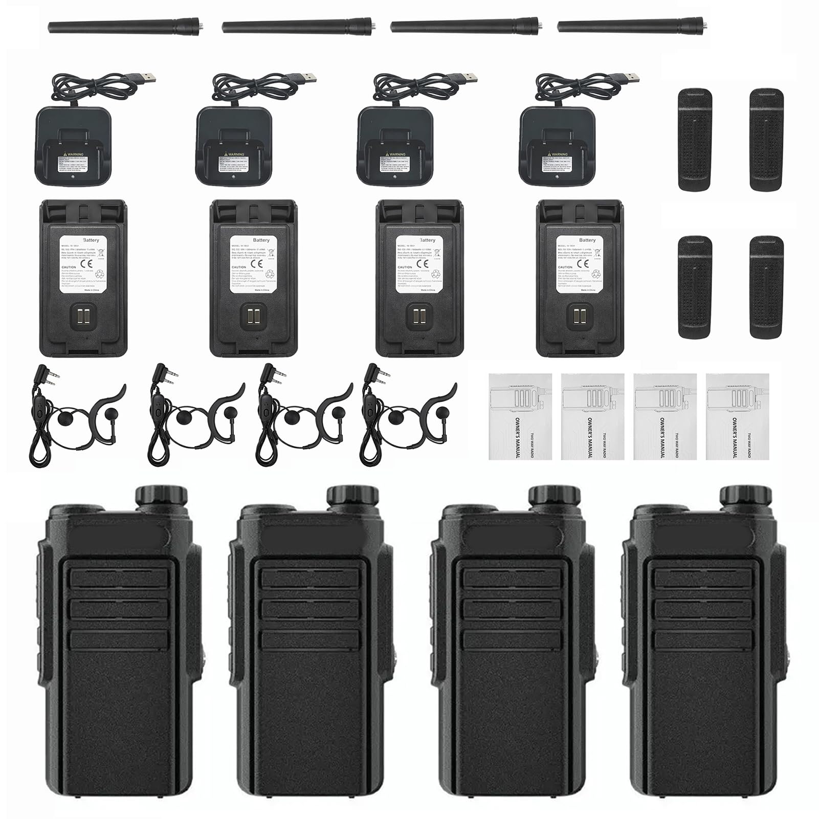 Ricetrasmettitori GMRS, 22 Ricaricabili con Meteo NOAA, 260 Codici Privacy, IP54 Impermeabili, Batteria 1500mAh, Ricarica USB C per Escursionismo, Campeggio, Esterno