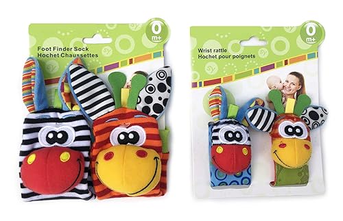 Miniatura 3 de Buscadores de pies y sonajeros de muñeca para bebés, juguetes de textura de desarrollo para bebés, calcetines de juguete para bebés y sonajeros de
