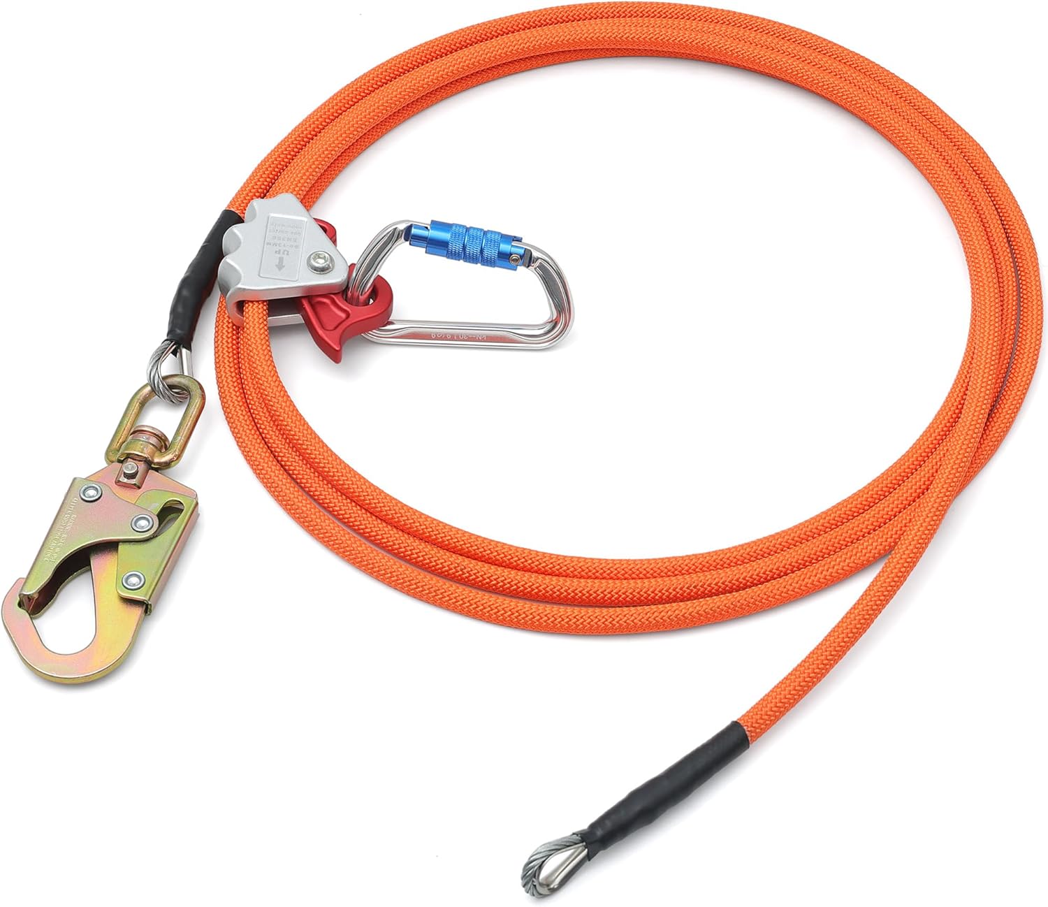 Steel Wire Core Flip Line Kit 1/2" X8ft Arborist Equipment,Adjustable Lanyard Steel Core Tree Climbing Positioning Lanyard for Fall Protection Climbers Tree Climbers,Low Stretch Cut Resistant