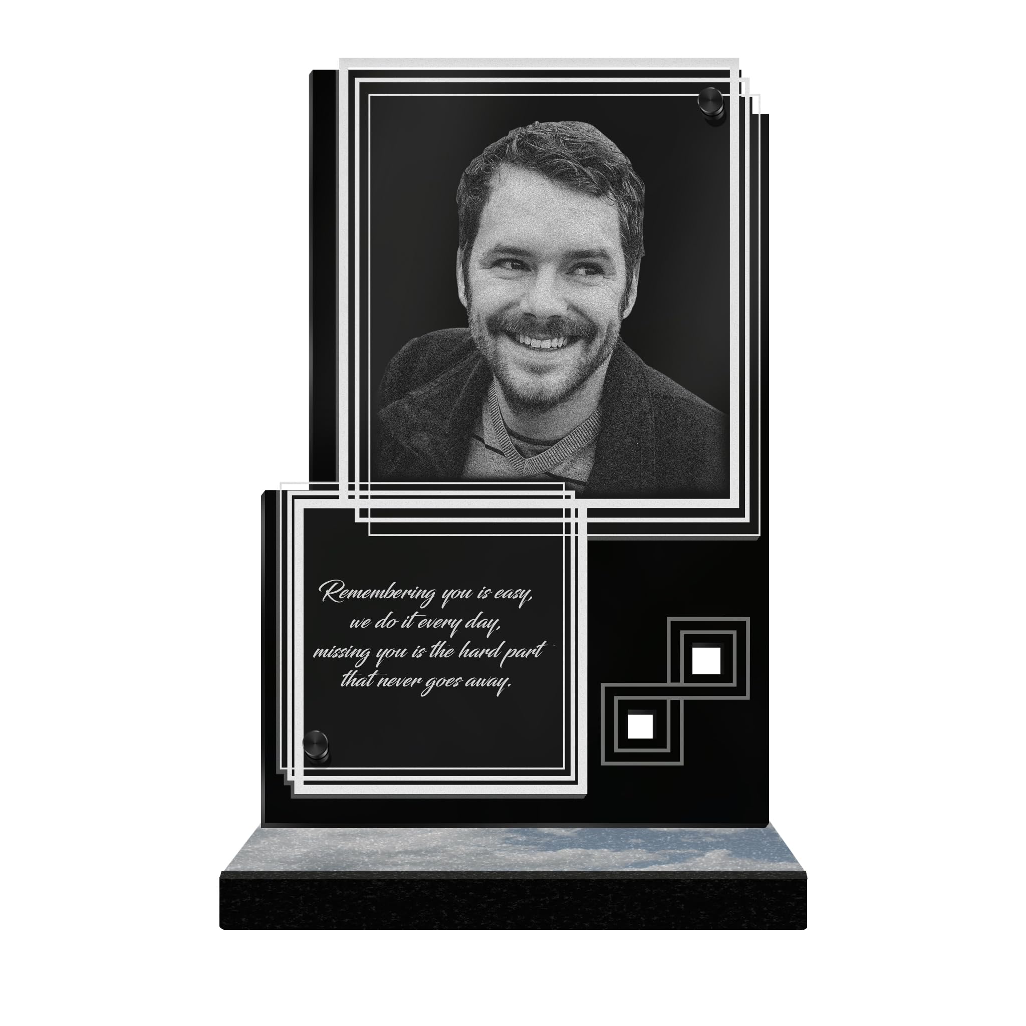 ETERNEL - Personalized Funeral Plaque Rectangle Illusion - Customizable Photo and Text, laser-engraved funeral plaque for tribute, plexiglass, tombstone, mortuary, mourning, grave