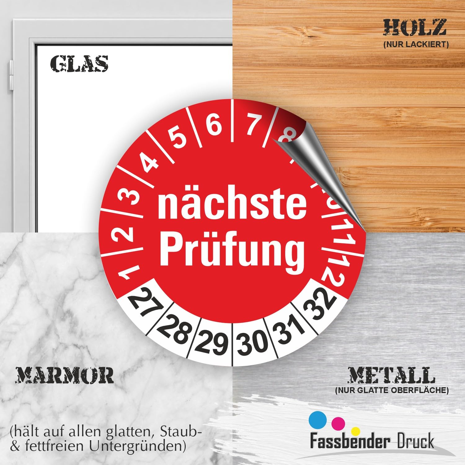 Hochwertige Prüfetiketten NÄCHSTE PRÜFUNG Ø 20mm - Selbstklebende PVC-Folie - Wartungsetiketten für Prüfung - Prüfplakette für Prüfungsnachweis (500 Stück)