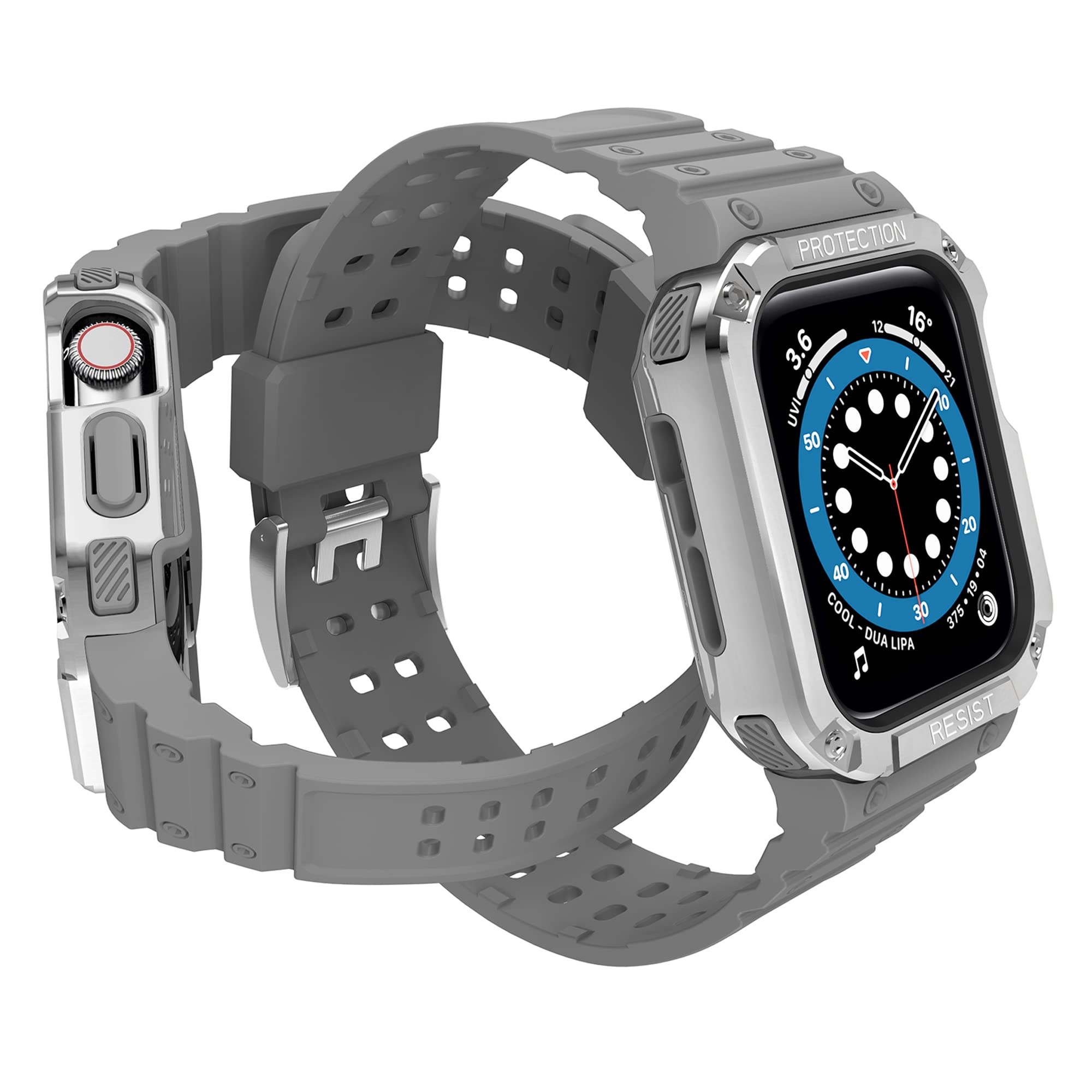 SDEQA Correas Compatibles con Apple Watch Series 1/2/3/4/5/6/SE Banda Deportiva De TPU A Prueba De Golpes Bandas De Repuesto Ajustables para Hombres Resistentes, con Estuche Protector