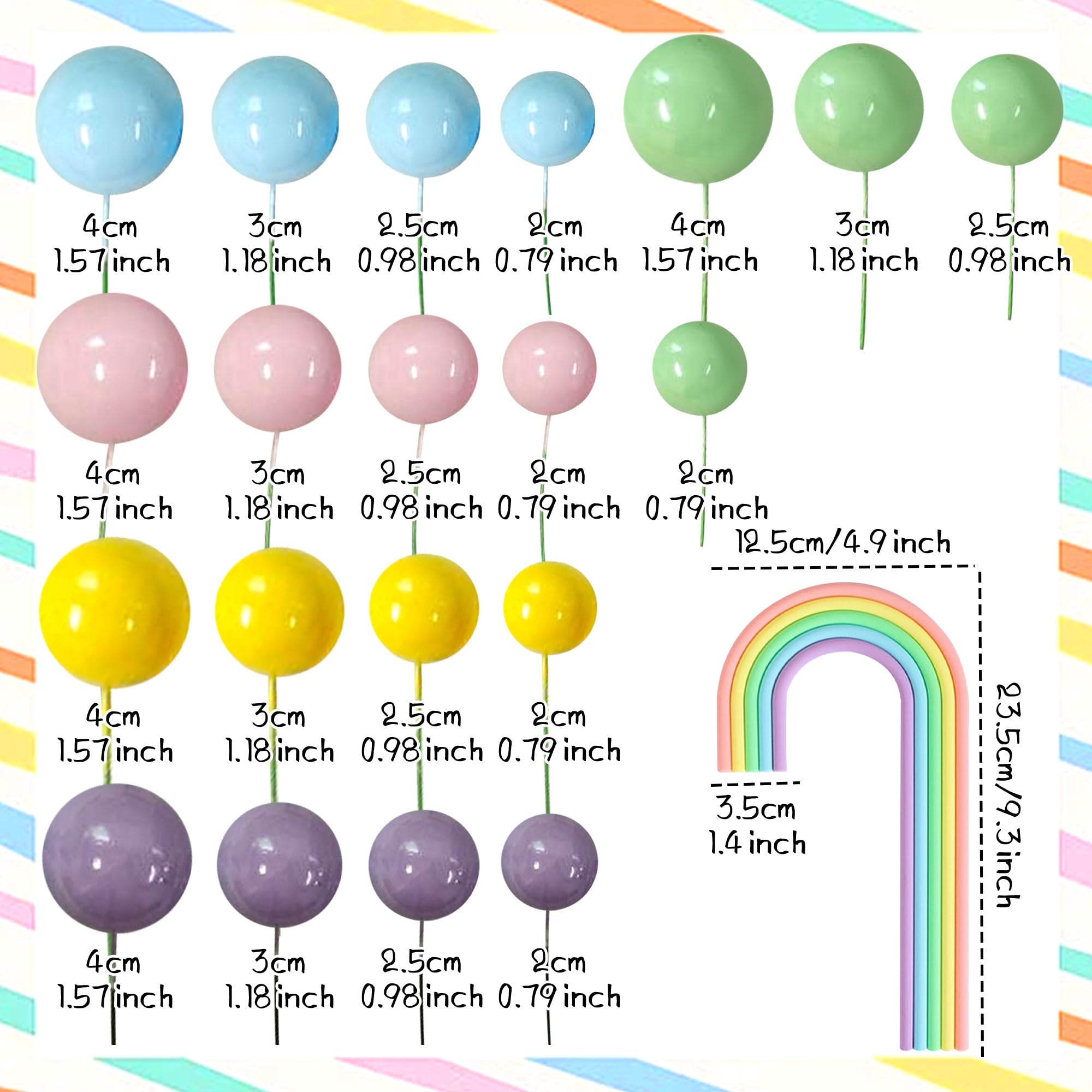 Pastell-Regenbogen Kuchen-Deko – Bunte Makronen-Kugeln Als Topper Für Geburtstag, Baby Shower & Hochzeit