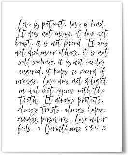 1 Corinthians 13 Print, Love Is Patient, Love Is Kind, Christian Wedding Gift For Couples, Love Bible Verse, 8" x 10" Poster UNFRAMED