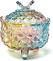 Vista 1 de Colorful Crystal Glass Candy Snack Barrel Storage Jar Embossed Luxury Cookie Buffet Canister With Lids Jewelry Box Jar Biscuit Containers