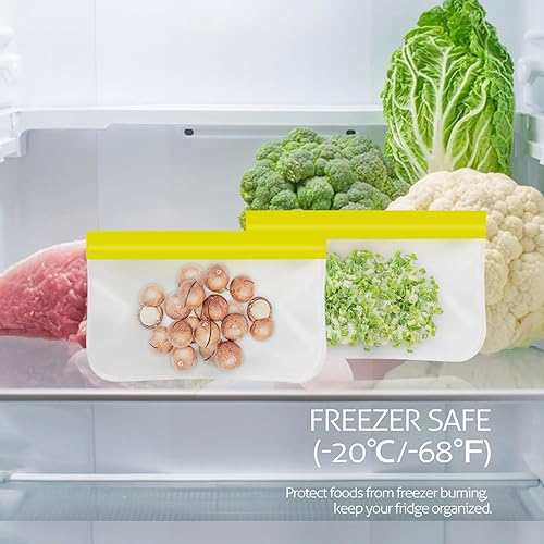 Miniatura 3 de Paquete de 10 bolsas de almacenamiento reutilizables, de 8.7 x 5.3 pulgadas, aptas para lavavajillas, bolsas de silicona para marinar carnes,