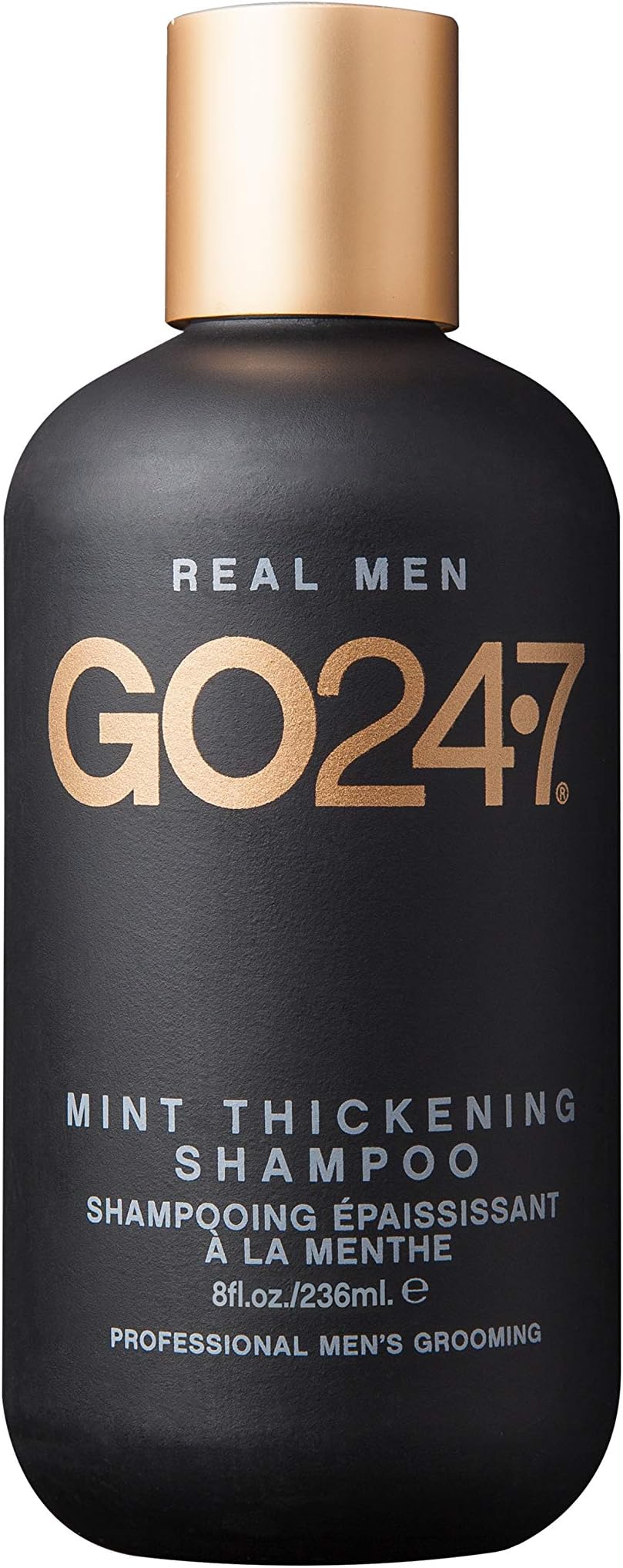 GO247 Mint Thickening Shampoo – Energizing Daily Cleanser with Peppermint & Menthol – Helps Support Fuller, Thicker-Looking Hair – Fresh Mint Scent, 8 Fl Oz