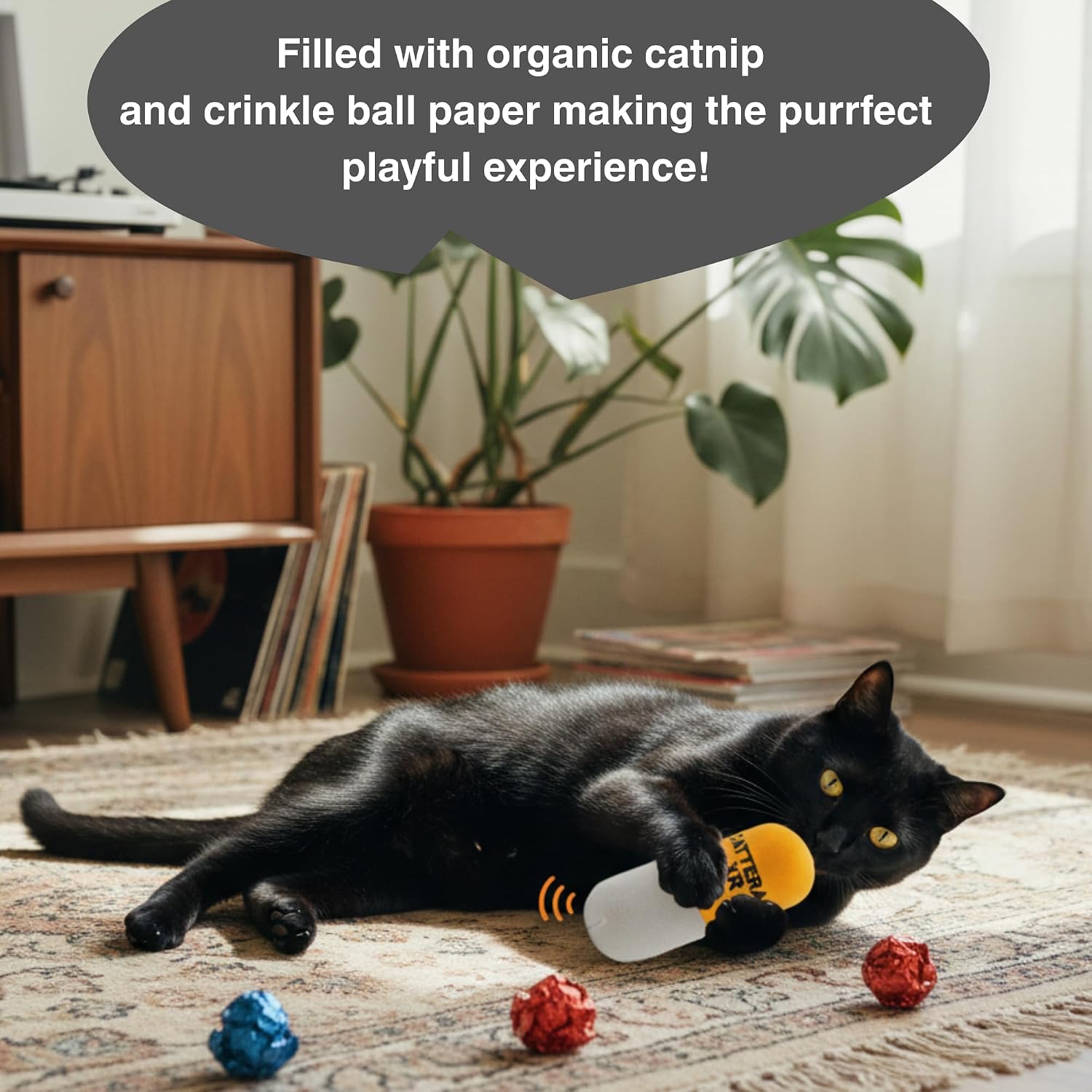 Smokey's Stash Catterall Catnip Toys – 4 Pack Plush Pill Toys with Potent Catnip & Crinkle Paper – Funny Parody Cat Toys for Indoor Cats & Kittens – Interactive Kicker Toys