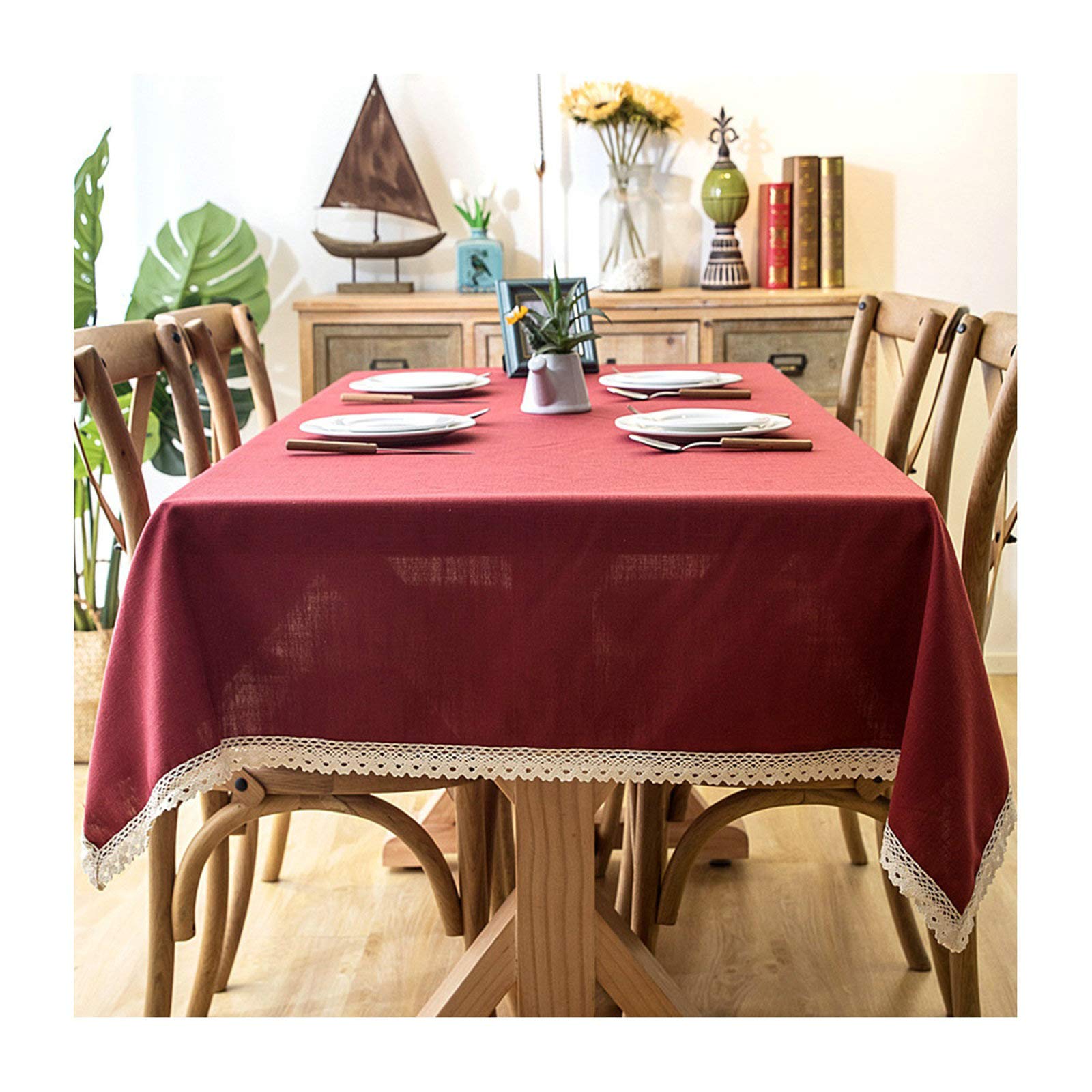 Nappe polyester picnic rouge et décoration de table moderne 120x160cm pour repas de fête en plein air