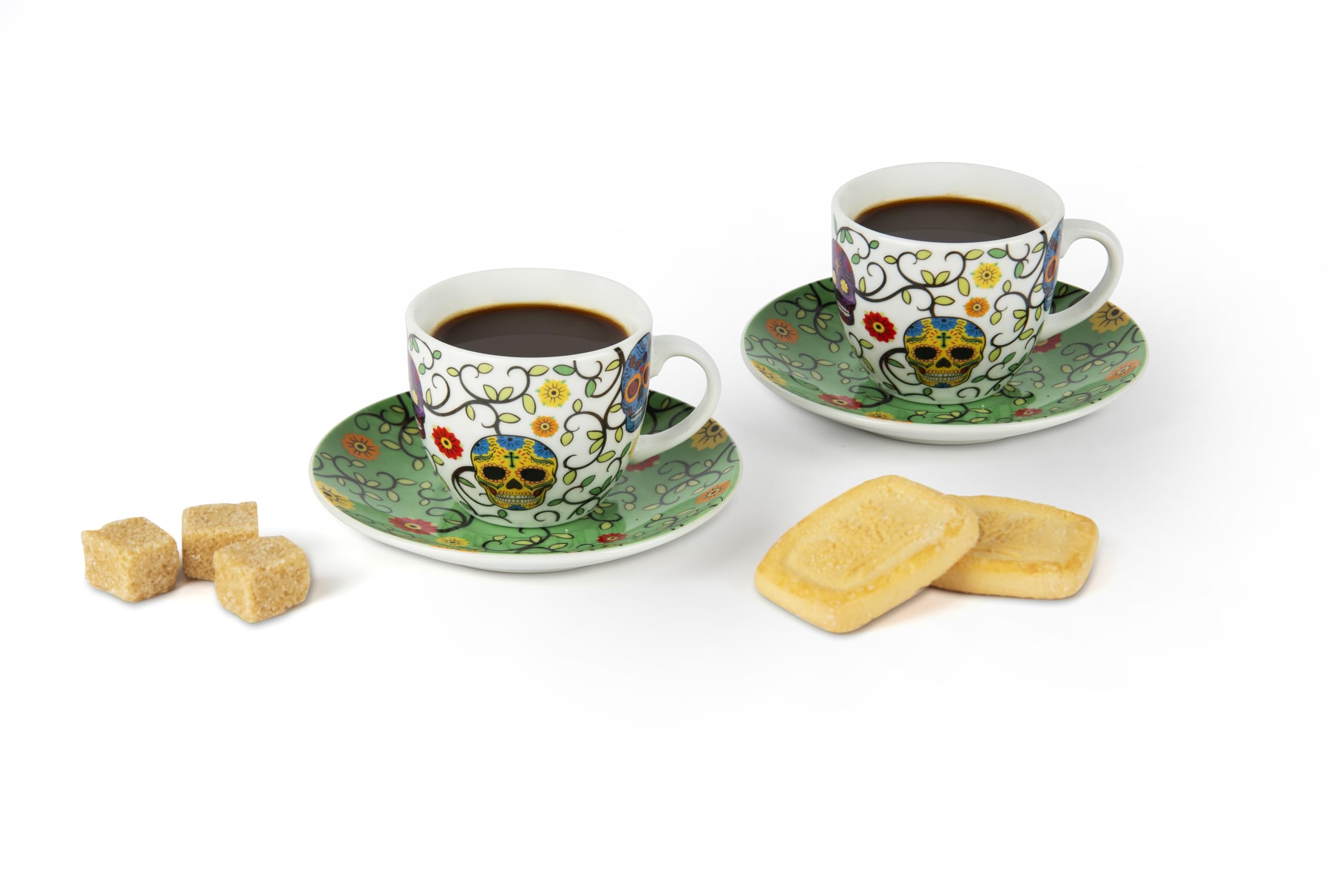 Excelsa Calavera zestaw 6 filiżanek do espresso, porcelana, pojemność 70 ml, wielokolorowy