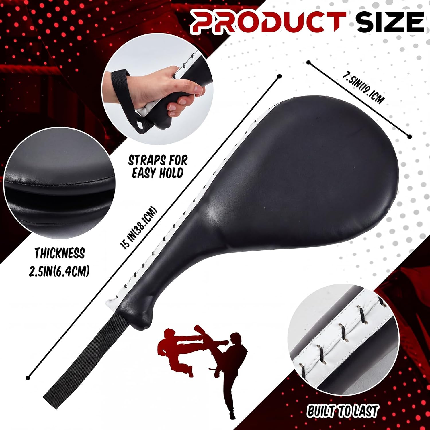 Poen 4 Pcs Taekwondo Kick Pads Set with Focus Mitts and Double Kick Paddle, Martial Arts Training Equipment for Kids Adults, Karate Kickboxing Punching and Kicking Practice Gear