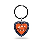 Rico Industries NFL Chicago Bears NFL Rhinestone Heart Colored Keychain, Navy, 3-inches in length