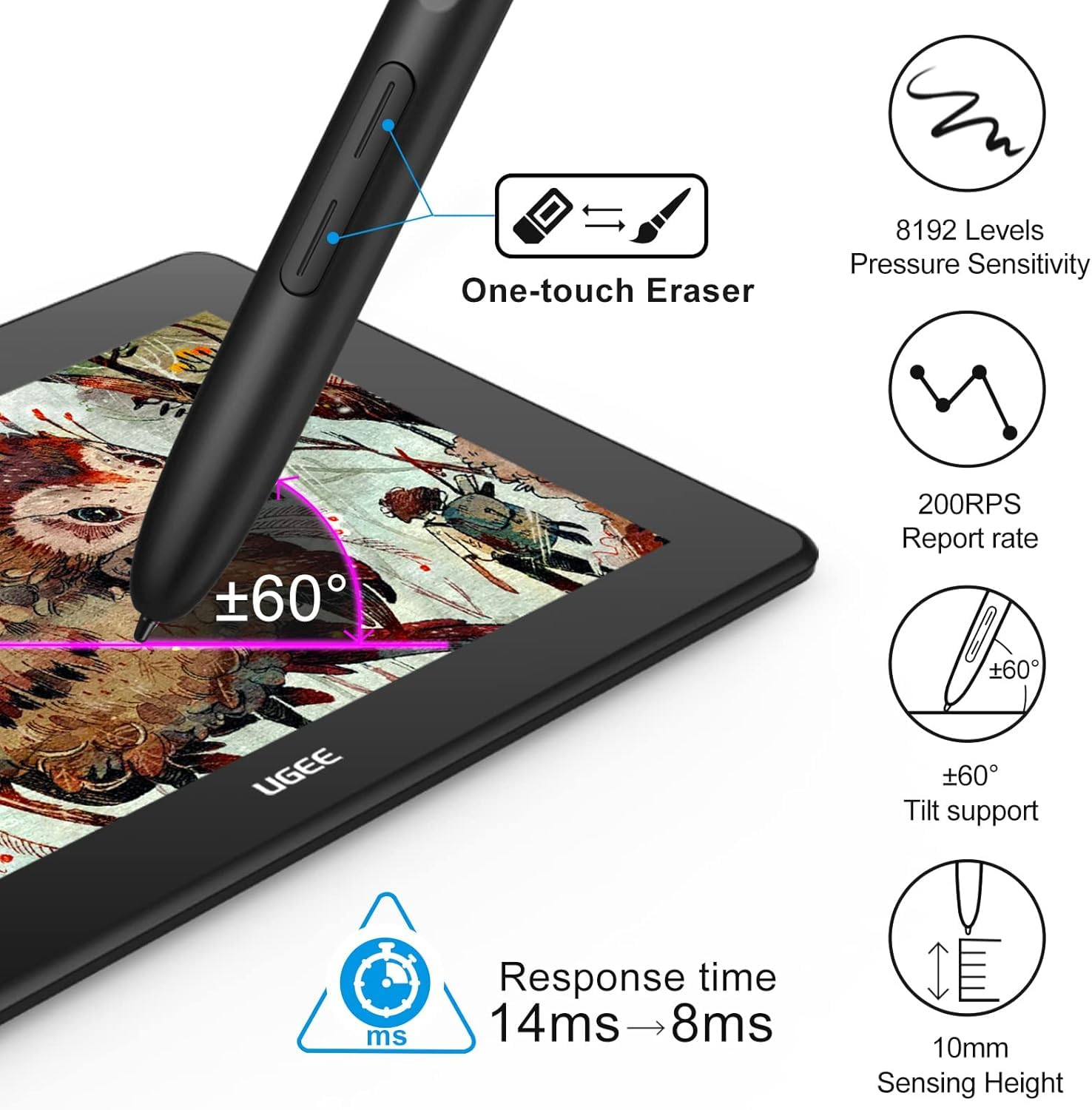 UGEE U1600 FHD-Zeichenmonitor-Tablet mit 15,4''-Bildschirm, voll