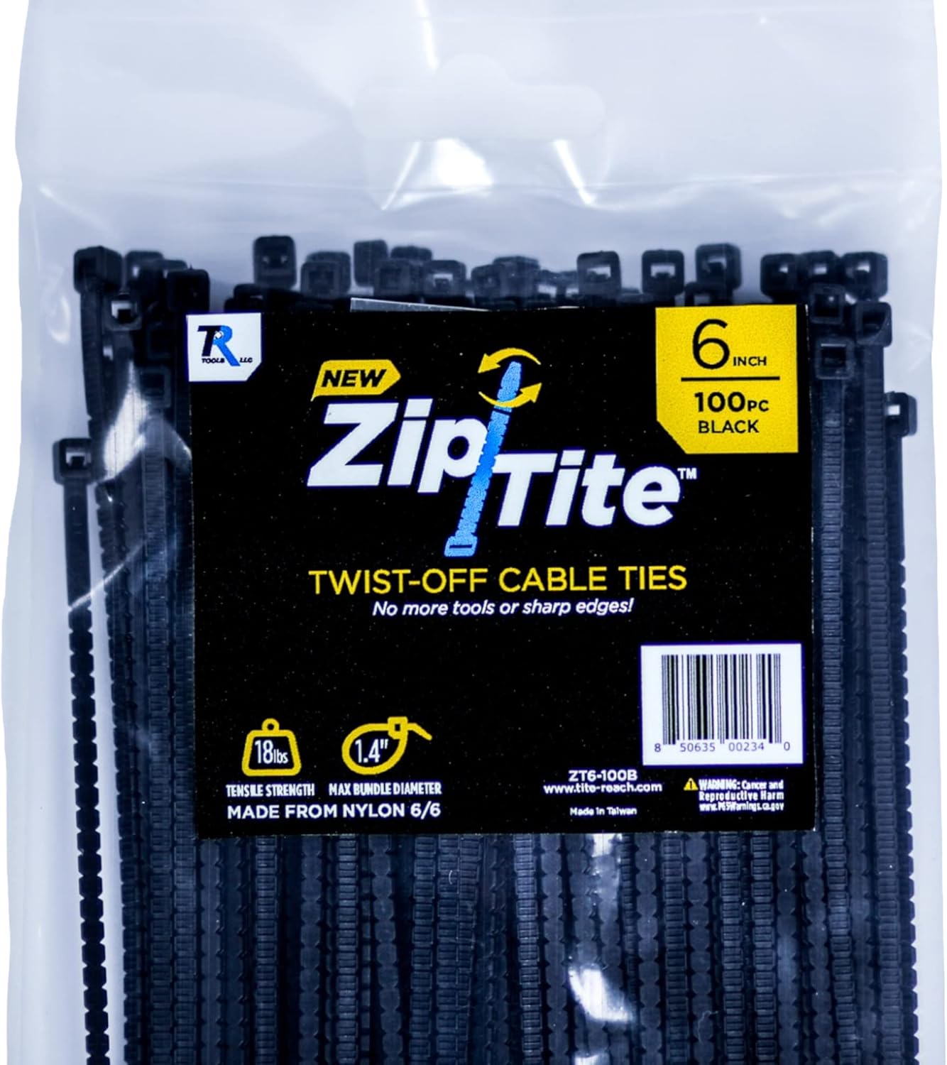 Tite Reach Tools Zip-Tite Easy Twist Off Nylon Cable Ties (100, 6 Inches)