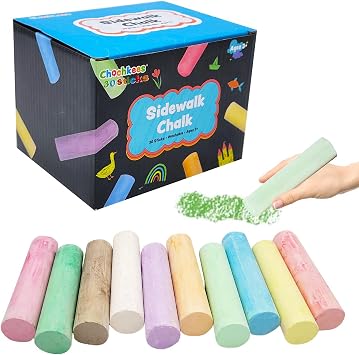 30-Count Assorted Jumbo Sidewalk Chalk, Washable Neon Jumbo Colored Chalk, Great for Outdoor Art, Boys and Girls Kids, Perfect For Party Favors, 4" Inches Tall 30-Pack In10 Neon Colors