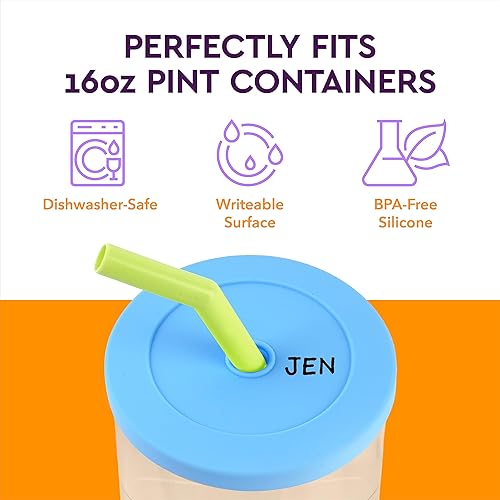 Miniatura 4 de IMPRESA Paquete de 4 popotes de silicona y tapa reutilizable para Ninja Creami NC300, NC301 y NC299AMZ - Pajitas reutilizables gruesas y tapas de