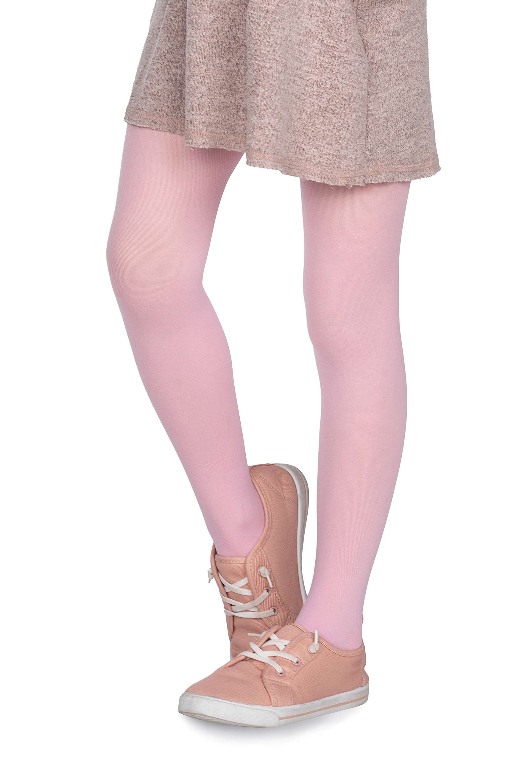 looksy Lot de 3 Collants Fille 40 Deniers Opaques Unis Microfibre Ballet Extensibles Doux Enfant Collants Scolaires Uniforme Danse 3-12 Ans