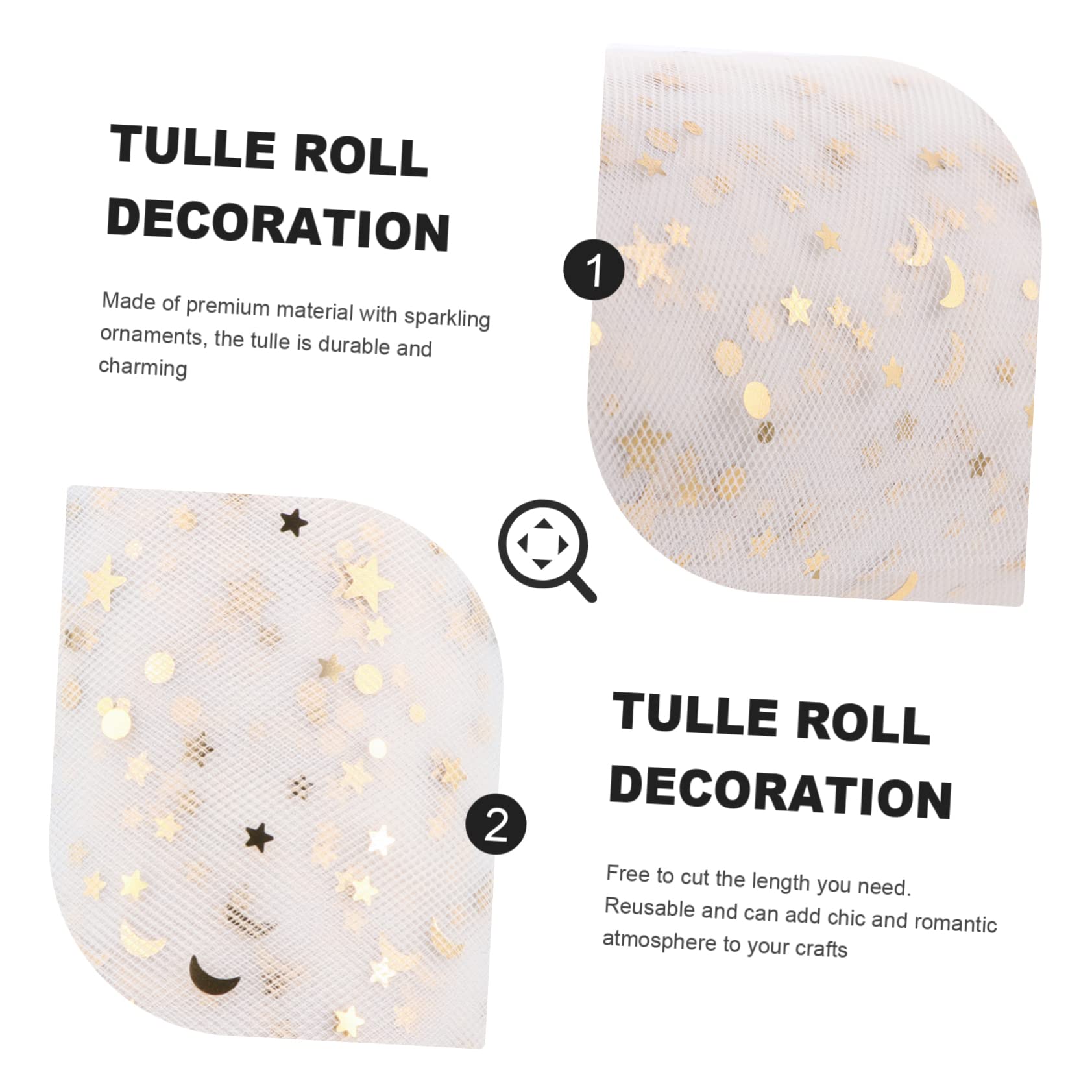 SEWOART 1 Roll Christmas Scarf Stars Tulle Wedding Tulle Fabric Wonderland Party Supplies Silk Tulle Fabric Lace Table Runner Spool Tutu Christmas Ribbon Tulle Decor Beige Polyester