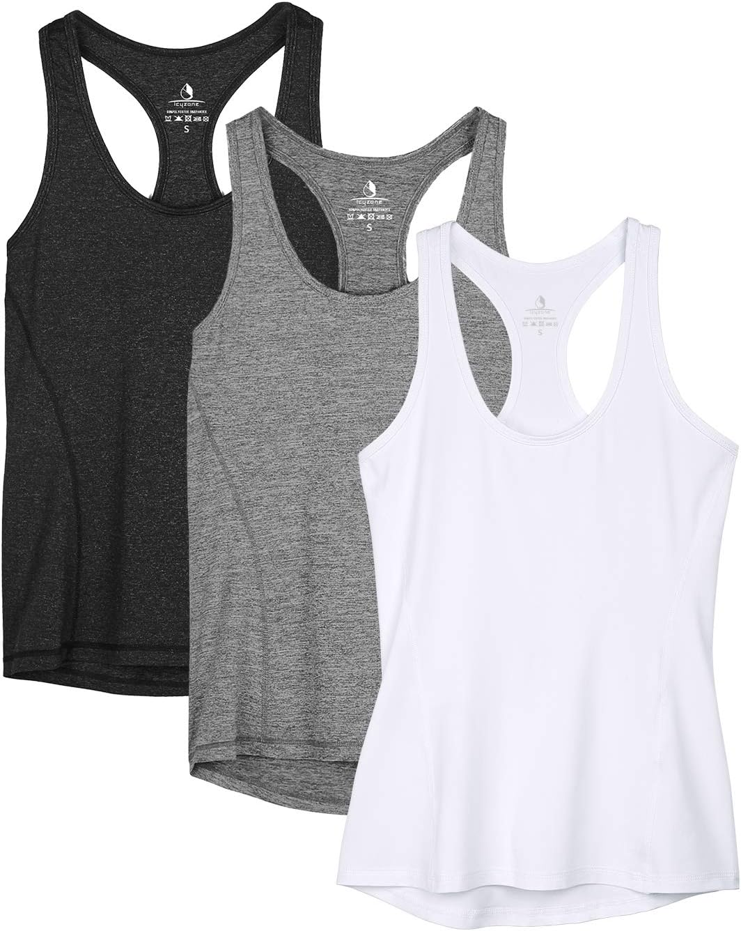 icyzoneWomen's Racerback Workout Athletic Running Tank Tops (Pack of 3)