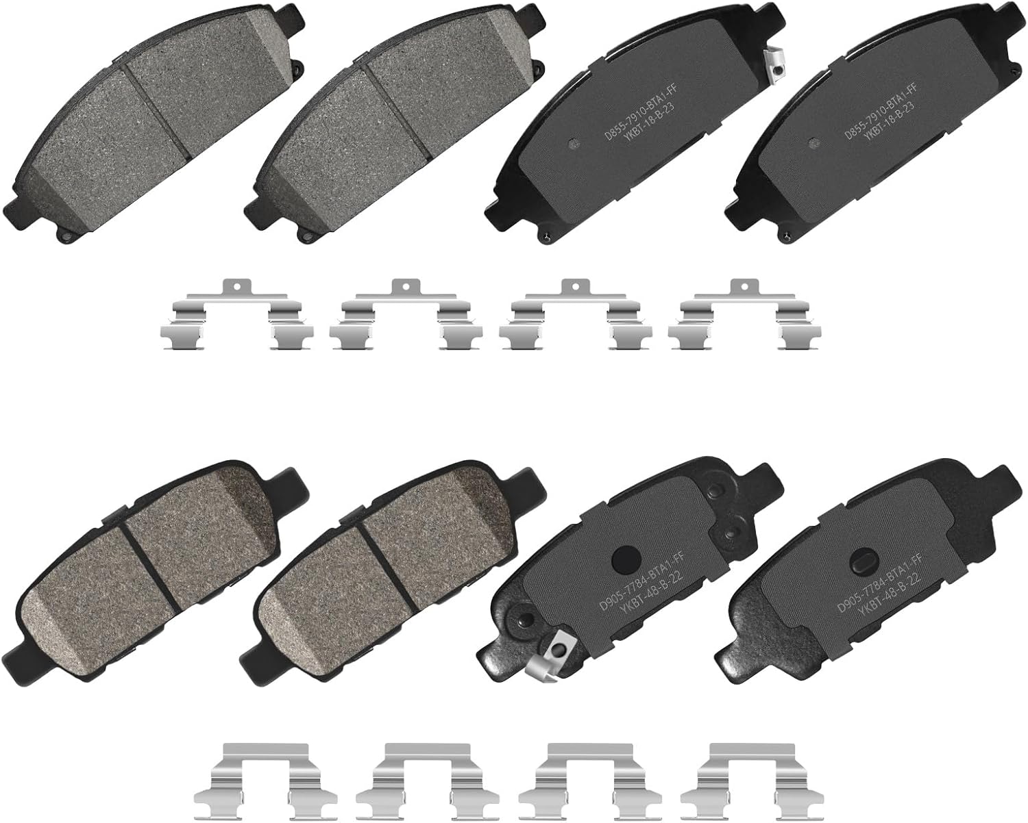 Front Rear Ceramic Brake Pads with Hardware Fit for Nissan Quest 2004 2005 2006 2007 2008 2009 2011 2012 2013 2014 2015 2016 2017, X-Trail 2005 2006