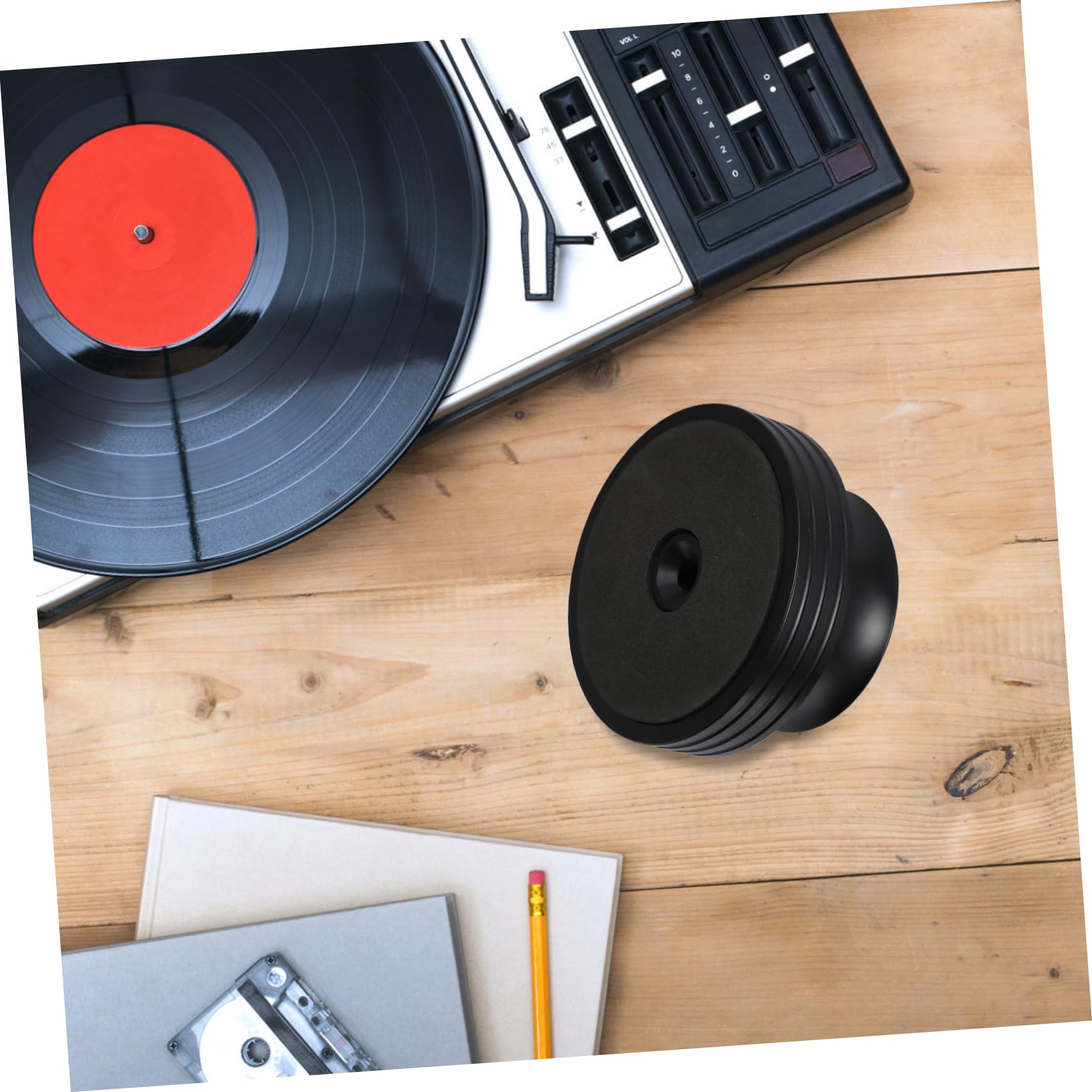 NUOBESTY Estabilizador Calidad de Vinilo de Aluminio Negro de Discos Duradero Accesorio Que Mejora la Sonido y Mantiene la Velocidad Estable para Tocadiscos