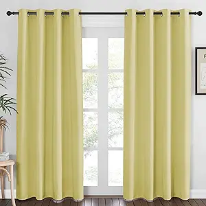 NICETOWN Blackout Curtains 84 Inch Length, Thermal Insulated Room Darkening Drapes Grommet Window Covering for Living Room Bedroom (W52 x L84 Inch, 1 Panel, Paler Yellow)