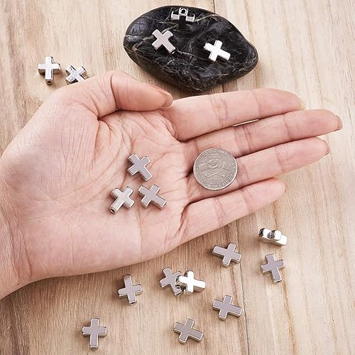 Miniatura 5 de Beadthoven - Colgante de cuentas de cruz de aleación de metal con cruces de crucifijo para pulseras, collares, joyería, rosario, accesorio