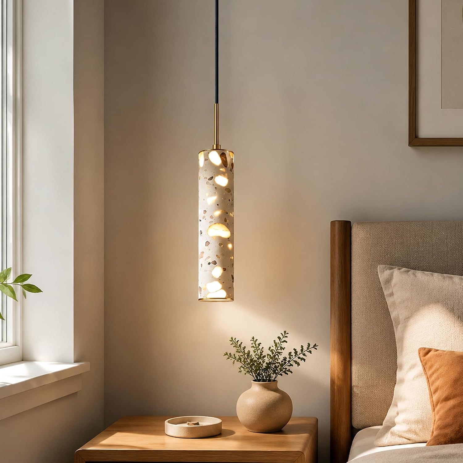 Modern Cement Pendant Lights ,Hanging Lamp for Kitchen Island,6000K,2 Pack image 2
