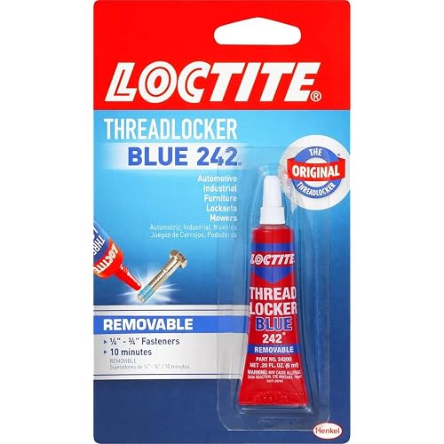 Loctite Threadlocker Blue 242 - Removable Thread Lock Glue for Nuts, Bolts, & Fasteners, Medium Strength Screw Glue to Prevent Loosening & Corrosion - 6 ml, 1 Pack