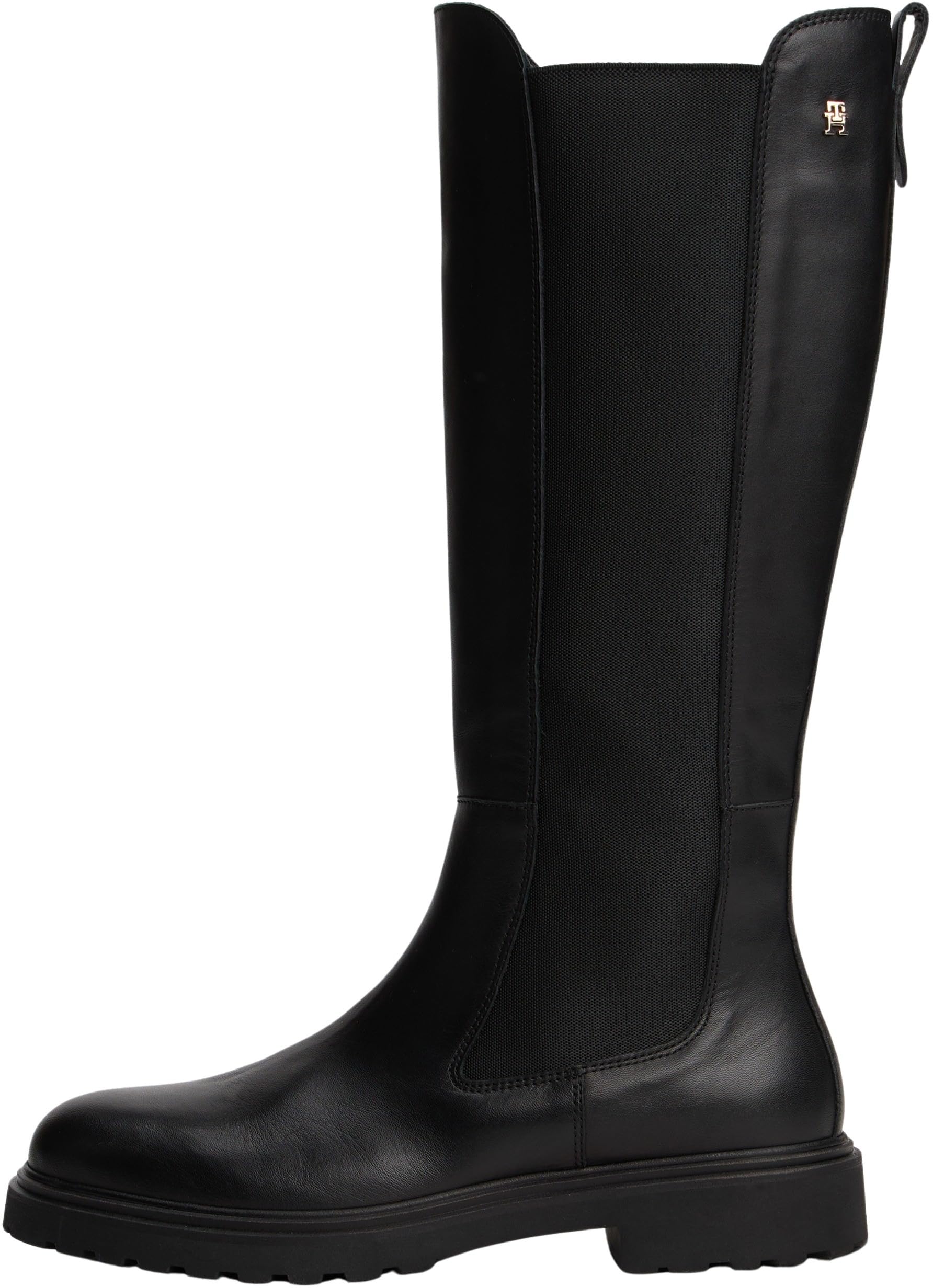 Tommy Hilfiger Women’s Cleated Leather Long Boots, Black (Black), 4