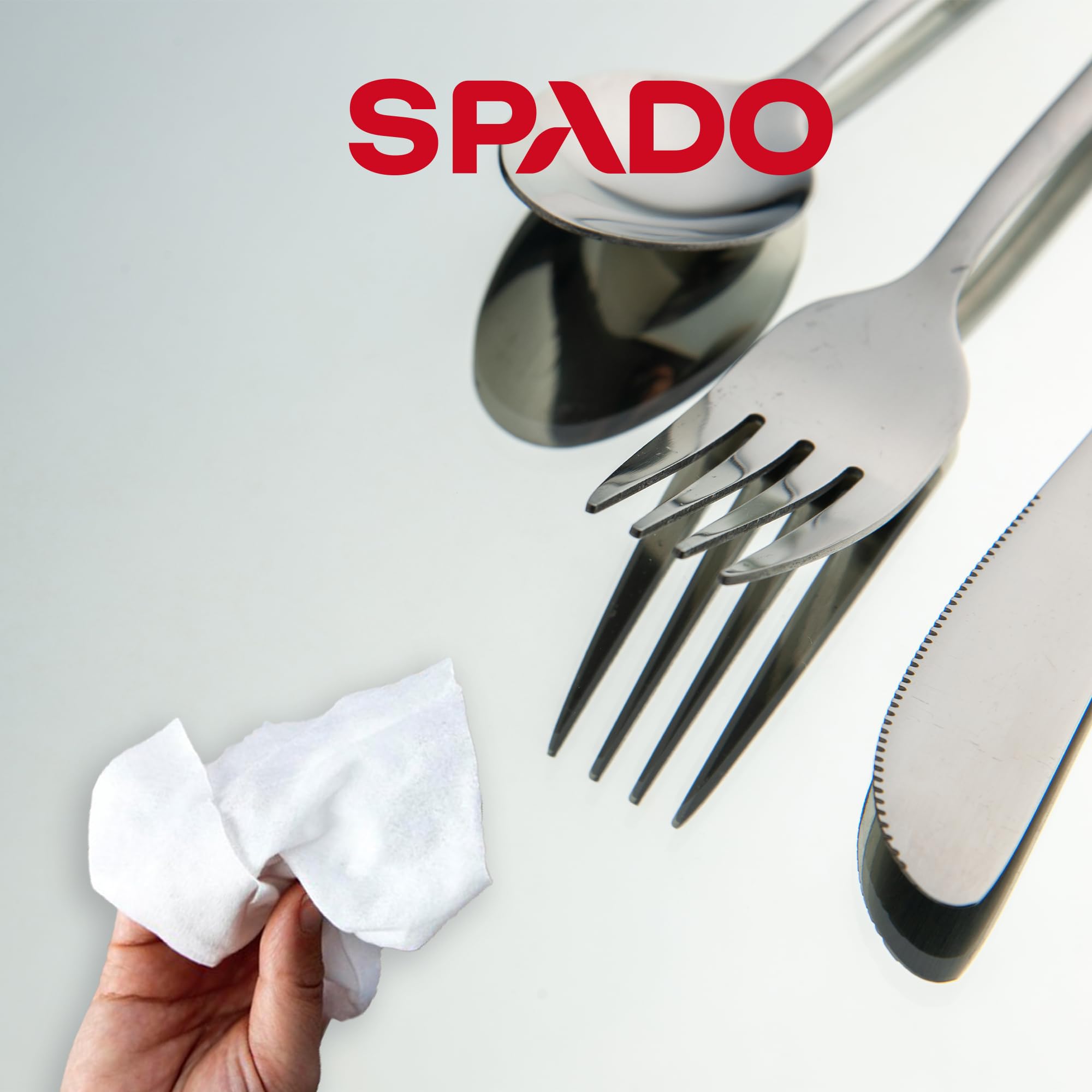 SPADO - Lingettes multi métaux - Nettoie et désoxyde couverts, bijoux, plats et argenterie - Fait briller - Lingette désincrustantes - 35 lingettes - Fabriqué en France