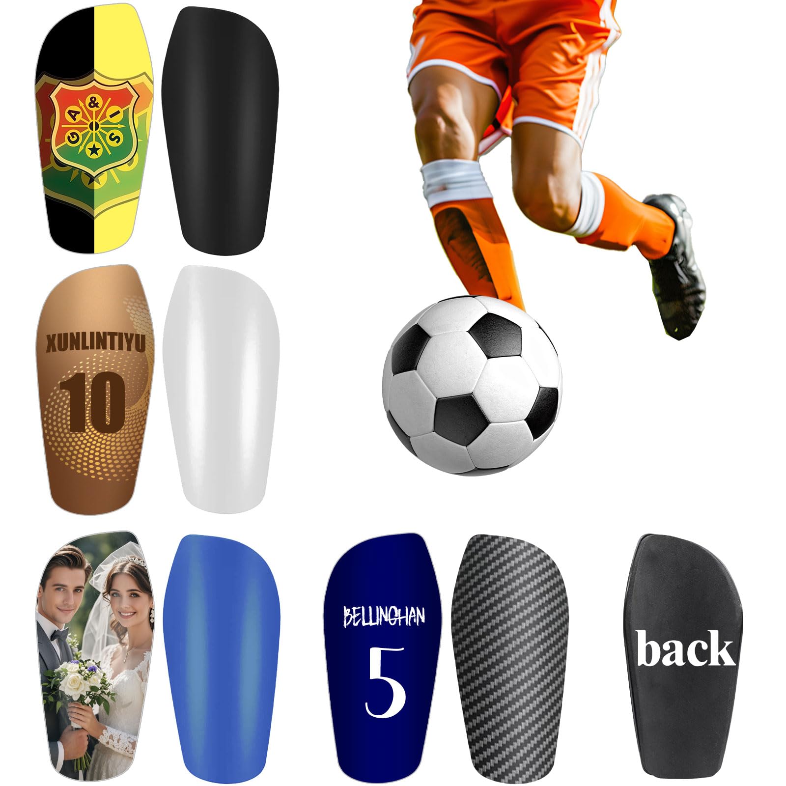Custom Shin Guards Soccer, Personalised Shin Guards, Football Match Protective Shin, Gift for Soccers, Essential Gear for Players, Customised Gifts for Soccer Player. (Style 2)