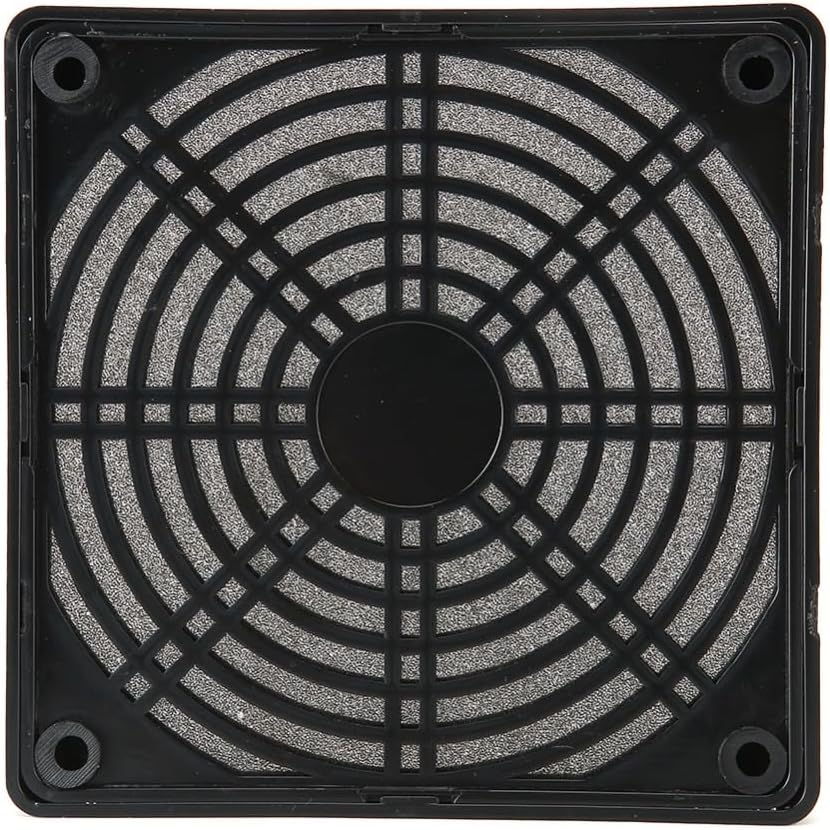 2Pcs PC Fan Dust Filter Cover 12cm – Washable Mesh Case for Computer Chassis Cooler, Removable 3-Piece Design Black