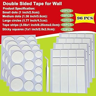 KAIHENG 96PCS Double Sided Tape for Wall, Picture Hanging Strips, Mounting Tape, Heavy Duty Removable Mounting Dots Squares, Multipurpose Clear Museum Putty for Desk, Decoration, Art Craft, Party