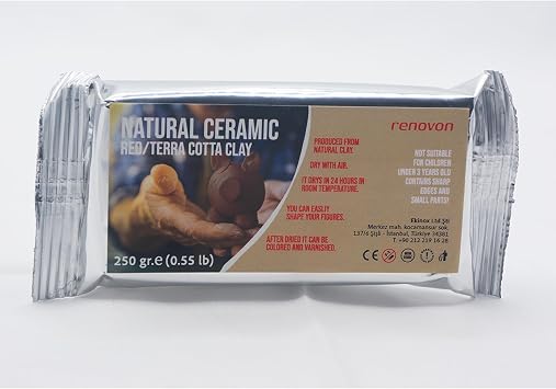 Ceramic CLAY Pulp, RED Terra/Cotta 250g No Baking Fine Art Figure sculpture Modeling Non-toxic natural Clay for gaming and Montessori classes