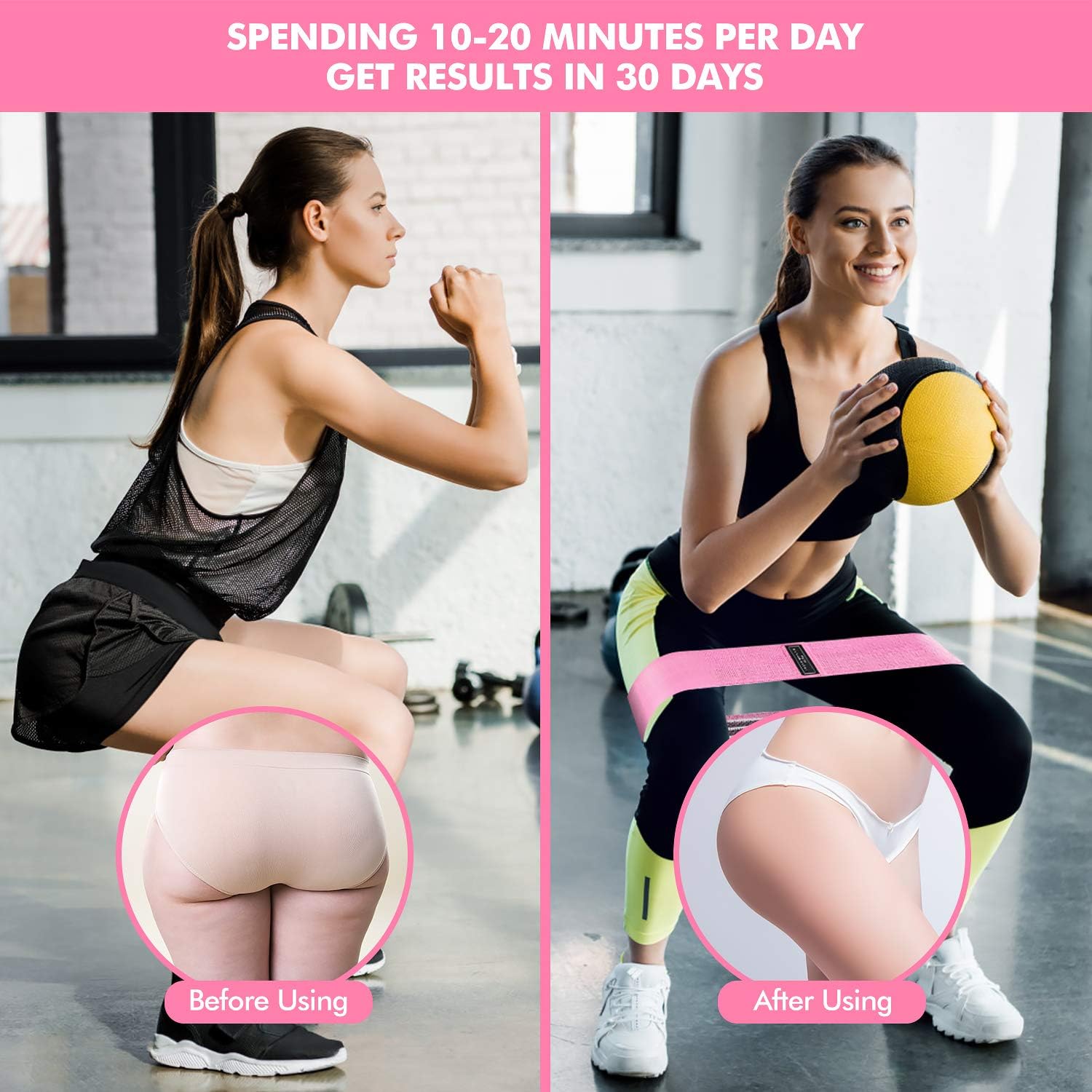WayEee 3 in 1 Booty Resistance Bands Set for Women Butt and Legs, Exercise Bands for Working Out, Durable Fitness Loops Hip Thigh Glute Bands Non Slip Fabric, Elastic Strength Squat Band