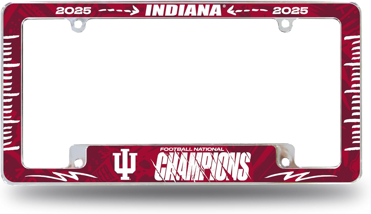 Rico Industries Indiana Hoosiers 2026 Football National Champions Chrome License Plate Frame 12x6" - Car Truck SUV Auto Accessory