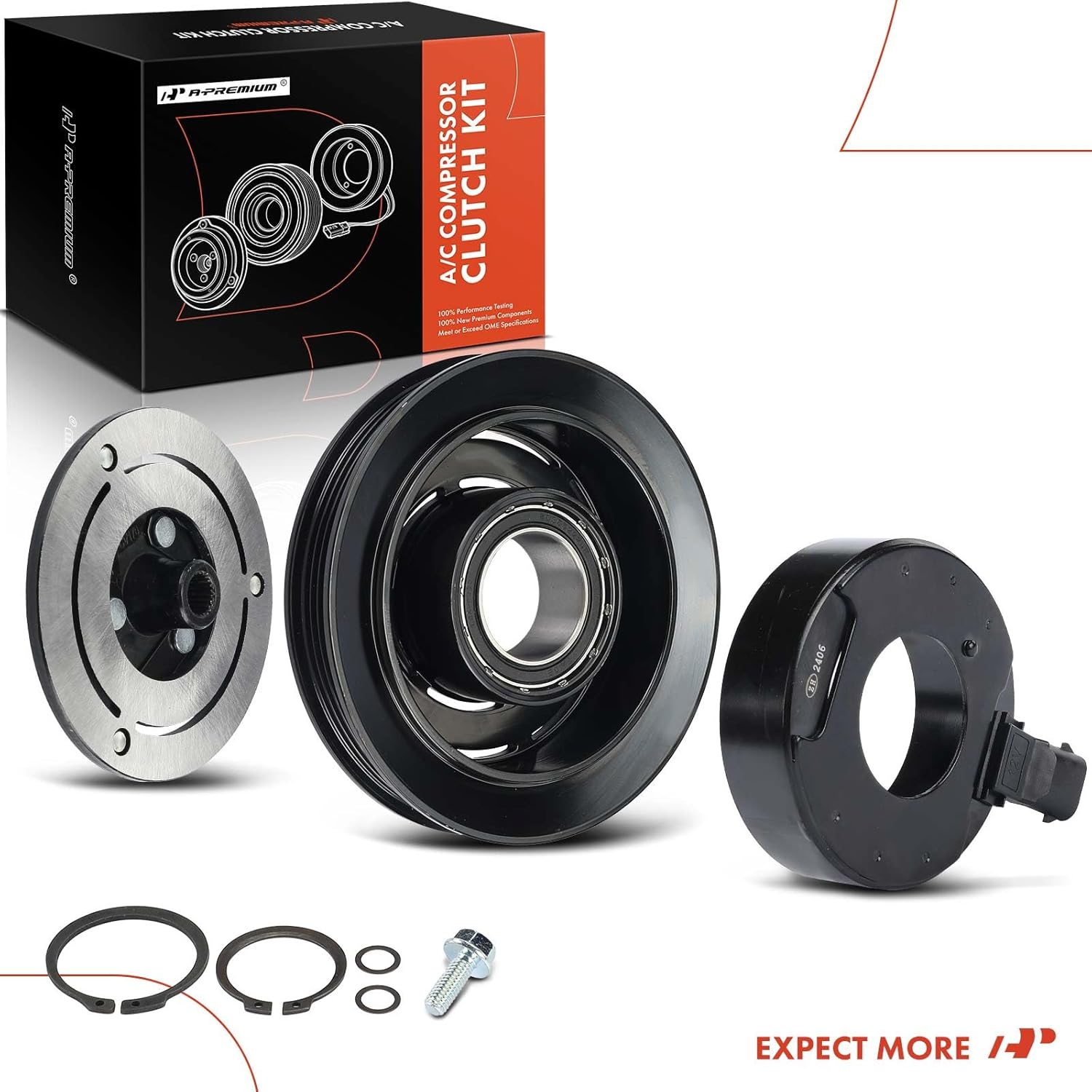 A-Premium Air Conditioner AC Compressor Clutch Kit Compatible with Chevrolet Corvette 2005-2013, 6.0L 6.2L 7.0L