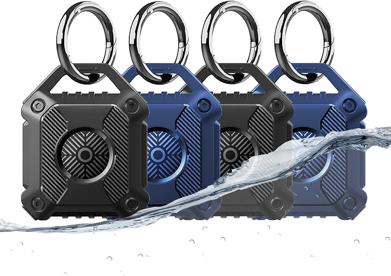 Waterproof(20FT) Air tag Holder Keychain Case with Key Ring, Durable, Secure Holder Protector for New Apple Air Tag, Fully Enclosed Tracker Cover for Pet Collar, Luggage (4 Packs)