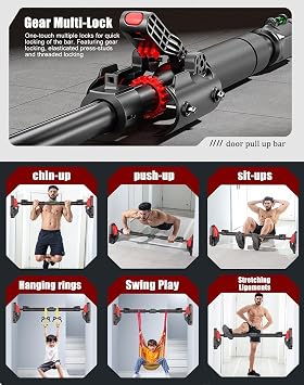 Pull Up Bar For Doorway, Door Frame Chin Up Bar Free Standing, Without Screws, Up To 400KG, Adjustable Width, Strength Training Pullup Bar, Exercise Workout Equipment For Home Gym 120-160CM