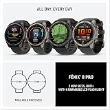 Garmin fēnix® 8 Pro, 51mm, AMOLED Display, Premium Connected Multisport GPS Smartwatch, inReach® Technology, Sapphire, Carbon Gray DLC Titanium with Black/Pebble Gray Silicone Band - 7